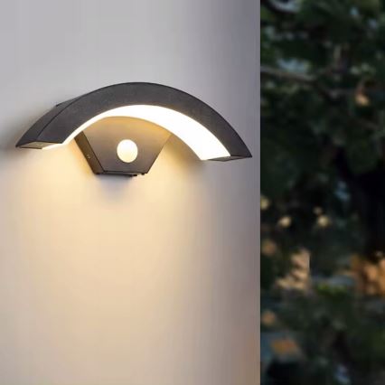 LED εξωτερικό επιτοίχιο φωτιστικό με αισθητήρα κίνησης LED/10W/230V IP54 μαύρο