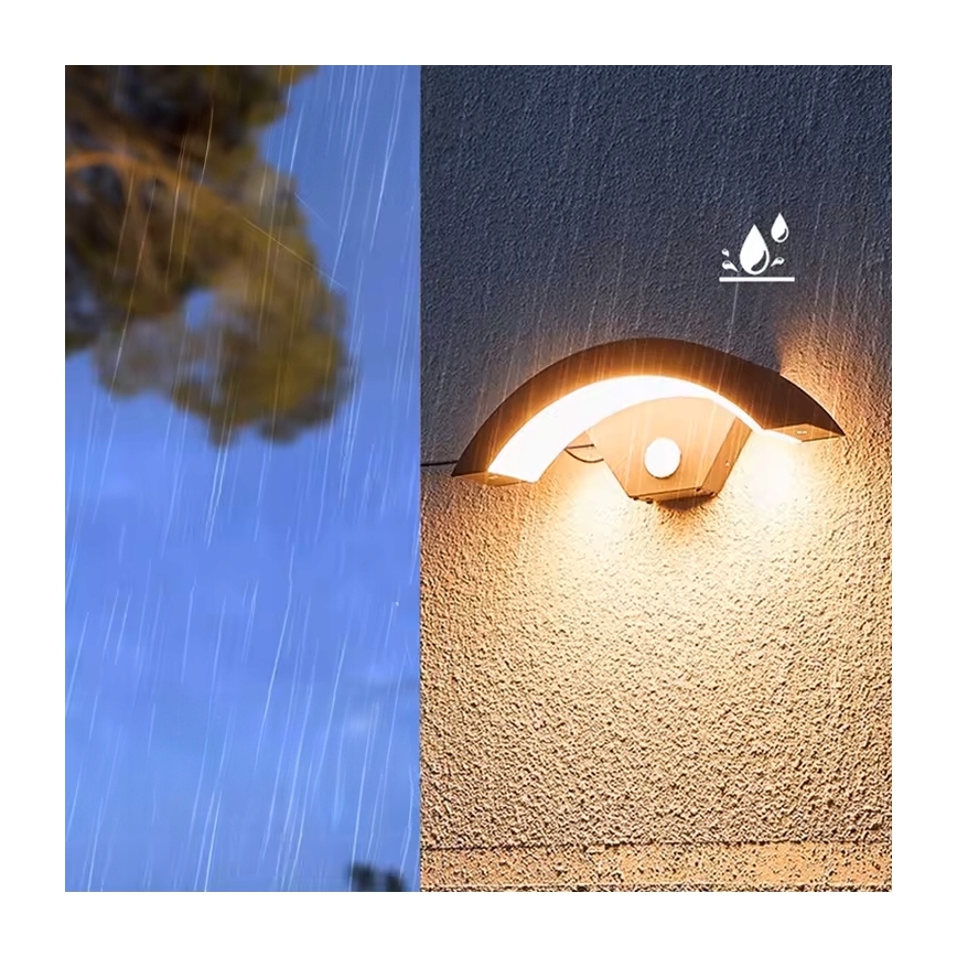 LED εξωτερικό επιτοίχιο φωτιστικό με αισθητήρα κίνησης LED/10W/230V IP54 μαύρο