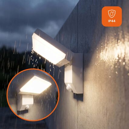 LED επιτοίχιο φωτιστικό εξωτερικού χώρου με ανιχνευτή κίνησης LED/18W/230V IP44 λευκό