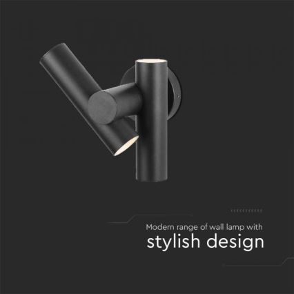 Εξωτερικό ευέλικτο επιτοίχιο φωτιστικό LED με 2xLED/3W/230V 4000K IP44 μαύρο