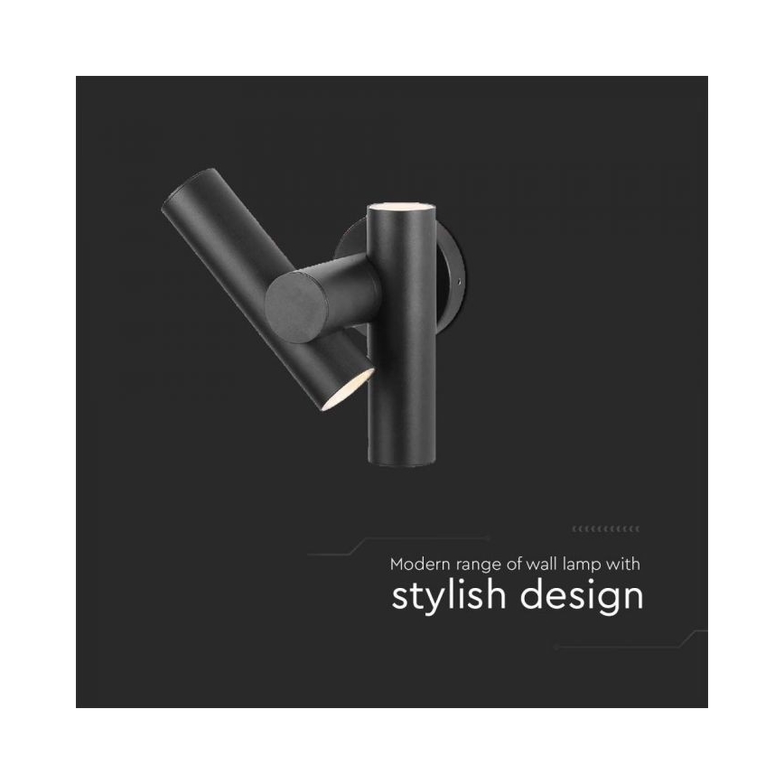 Εξωτερικό ευέλικτο επιτοίχιο φωτιστικό LED με 2xLED/3W/230V 4000K IP44 μαύρο