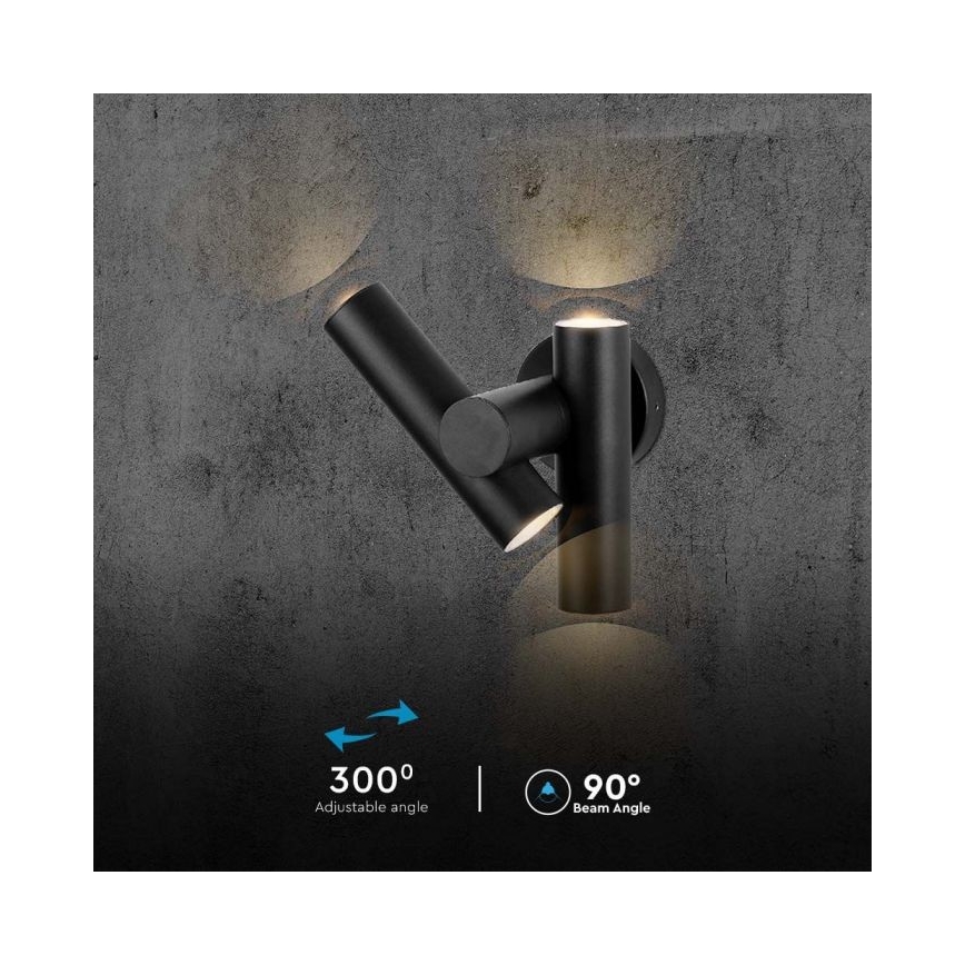 Εξωτερικό ευέλικτο επιτοίχιο φωτιστικό LED με 2xLED/3W/230V 4000K IP44 μαύρο