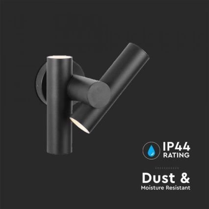 Εξωτερικό ευέλικτο επιτοίχιο φωτιστικό LED με 2xLED/3W/230V 4000K IP44 μαύρο