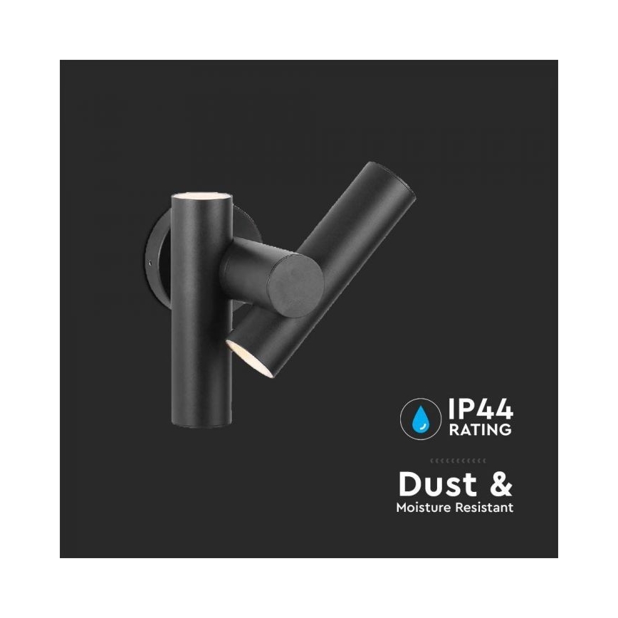 Εξωτερικό ευέλικτο επιτοίχιο φωτιστικό LED με 2xLED/3W/230V 4000K IP44 μαύρο