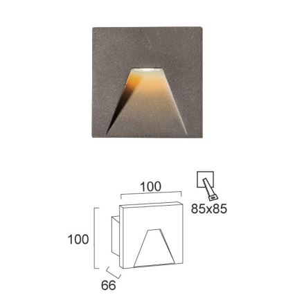 LED Εξωτερικό εντοιχισμένο φωτιστικό SPACE LED/4W/230V IP65 γκρι