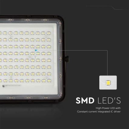 LED Εξωτερικός ηλιακός προβολέας LED/20W/3,2V 6400K μαύρο IP65 16000 mAh + τηλεχειριστήριο