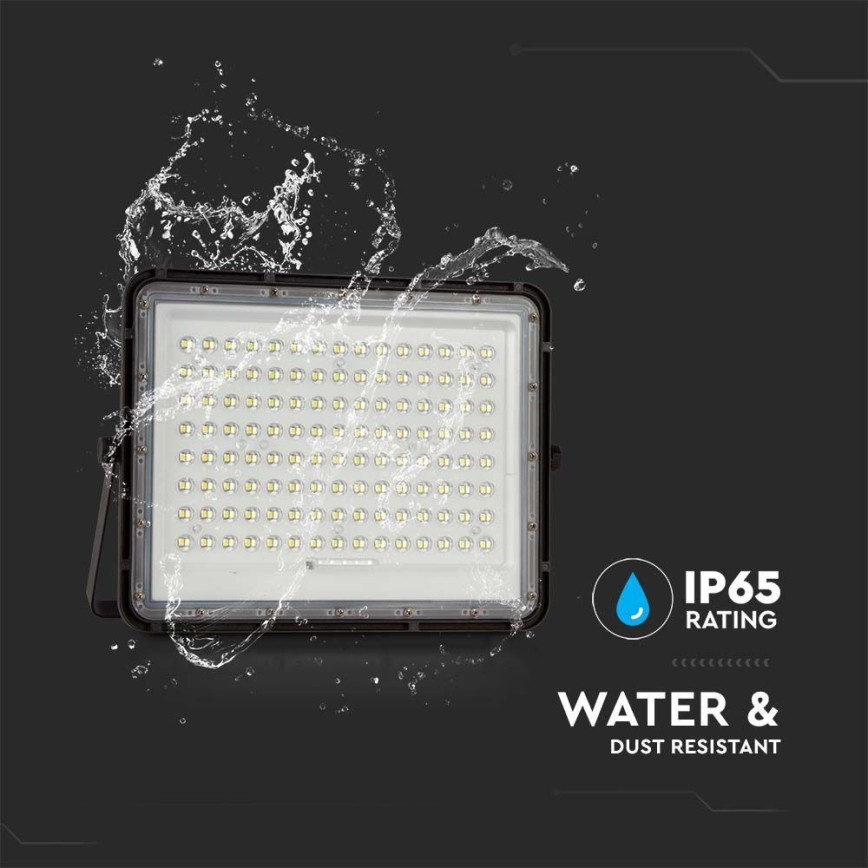 LED Εξωτερικός ηλιακός προβολέας LED/20W/3,2V 6400K μαύρο IP65 16000 mAh + τηλεχειριστήριο