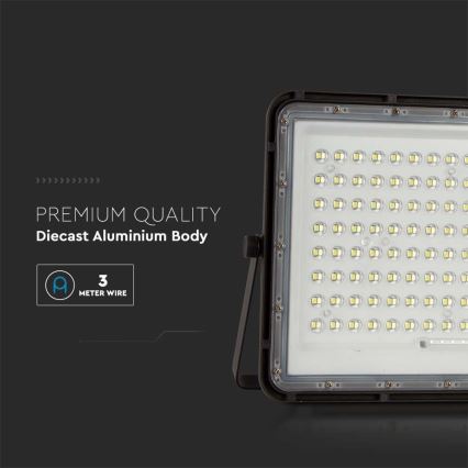 LED Εξωτερικός ηλιακός προβολέας LED/20W/3,2V 6400K μαύρο IP65 16000 mAh + τηλεχειριστήριο