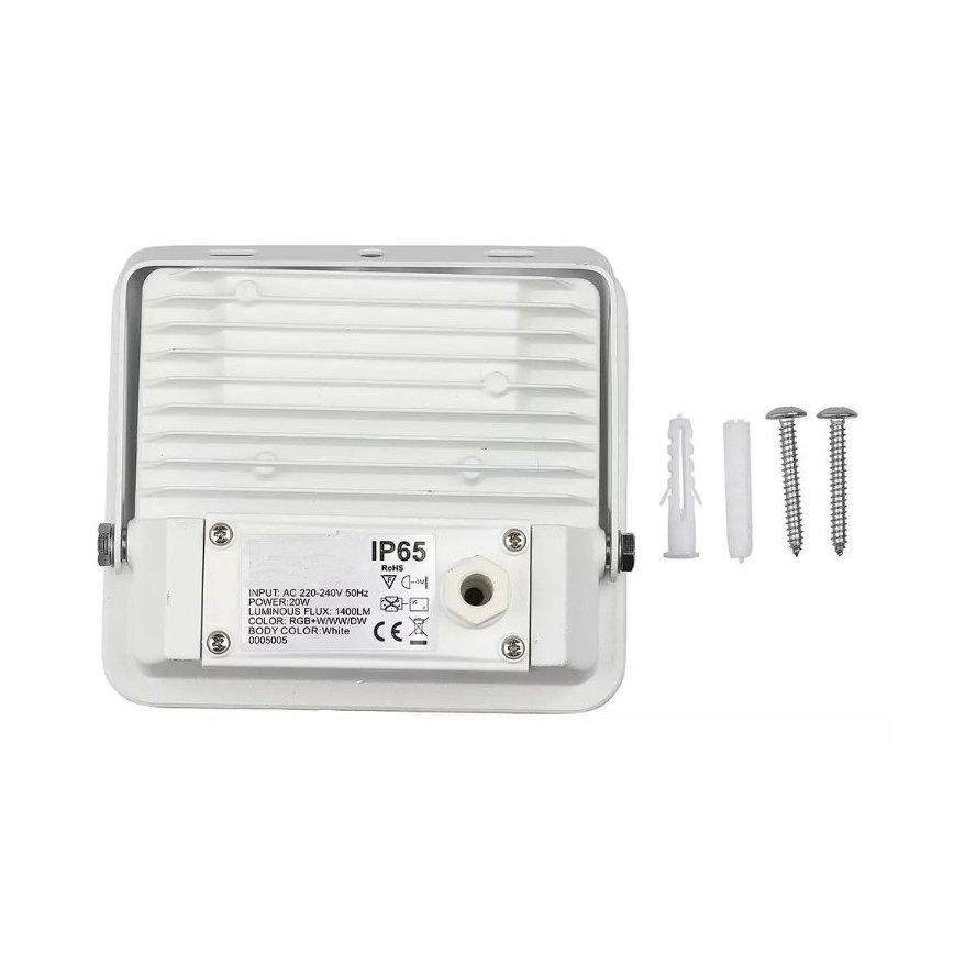 LED Έξυπνος dimmable RGB προβολέας LED/20W/230V IP65 λευκό