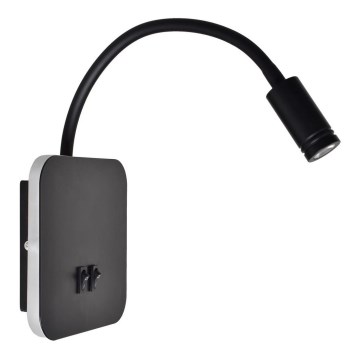 LED ευλύγιστο επιτοίχιο φωτιστικό BASE LED/8W+LED/2W/230V μαύρο/ασημί