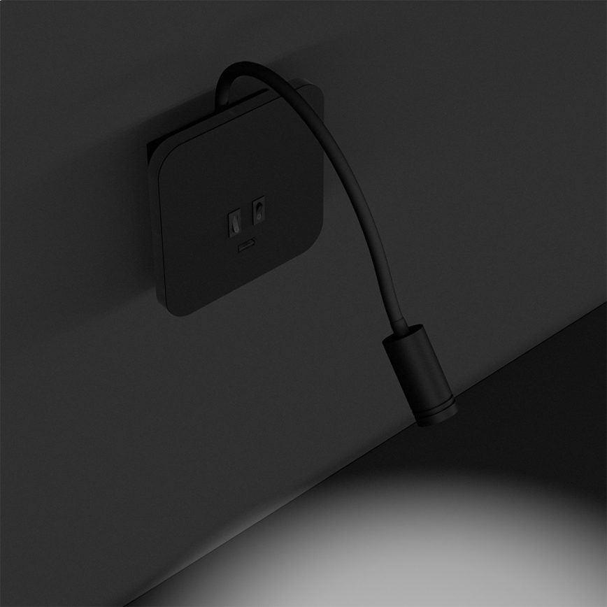 LED ευλύγιστο επιτοίχιο φωτιστικό BASE LED/8W+LED/2W/230V μαύρο/ασημί