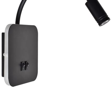 LED ευλύγιστο επιτοίχιο φωτιστικό BASE LED/8W+LED/2W/230V μαύρο/ασημί