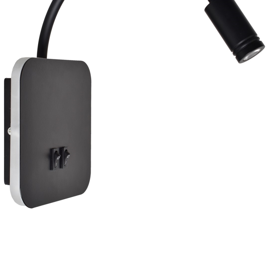 LED ευλύγιστο επιτοίχιο φωτιστικό BASE LED/8W+LED/2W/230V μαύρο/ασημί