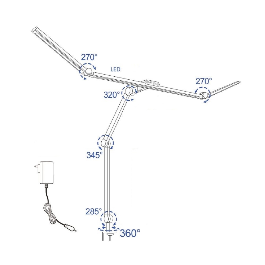 LED Ρυθμιζόμενο αφής ευέλικτο επιτραπέζιο φωτιστικό POINTIQ LED/36W/230V 3000-6500K CRI 92 μαύρο
