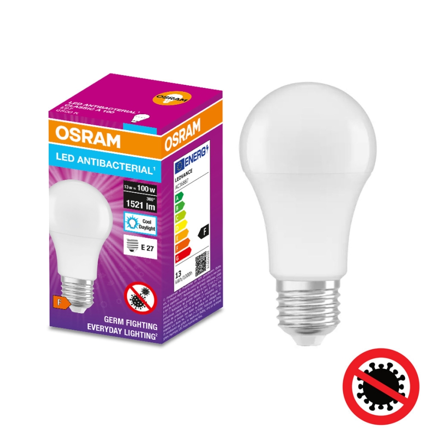 LED Αντιβακτηριδιακός λαμπτήρας A100 E27/13W/230V 6500K - Osram