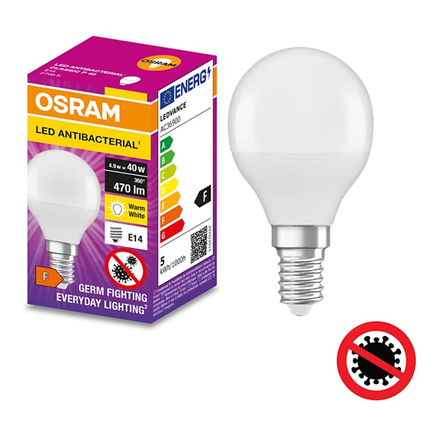 LED Αντιβακτηριδιακός λαμπτήρας P40 E14/4,9W/230V 2700K - Osram