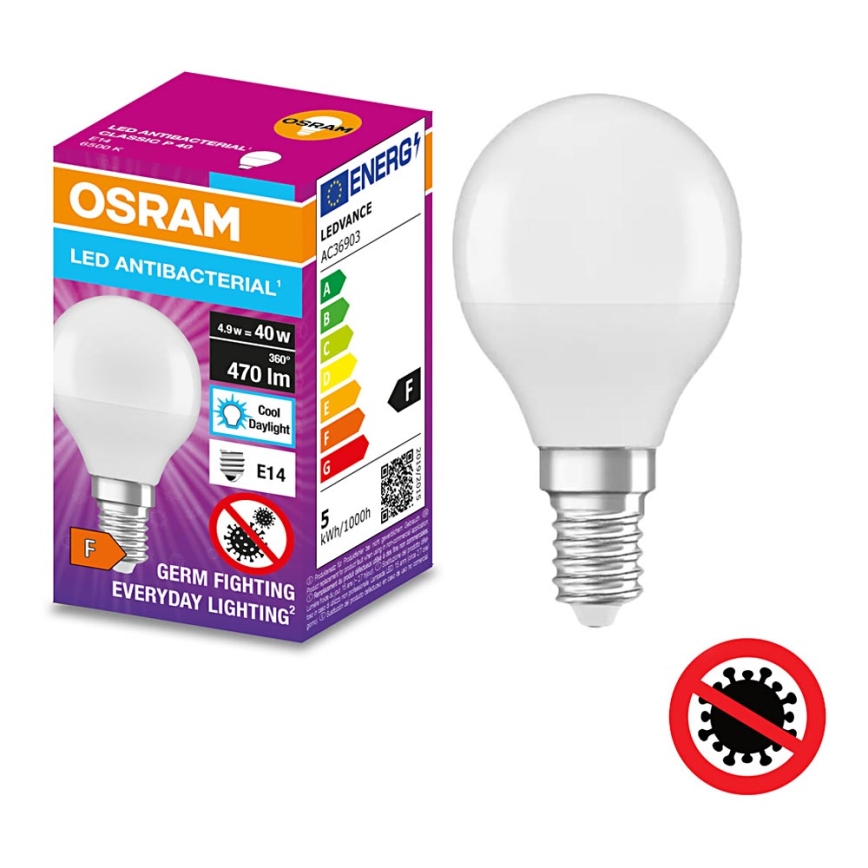 LED Αντιβακτηριδιακός λαμπτήρας P40 E14/4,9W/230V 6500K - Osram