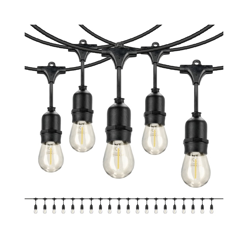 LED Διακοσμητικά λαμπάκια εξωτερικού χώρου BAJA ST64 20xE27/1W/230V 20,9m IP44 θερμό λευκό