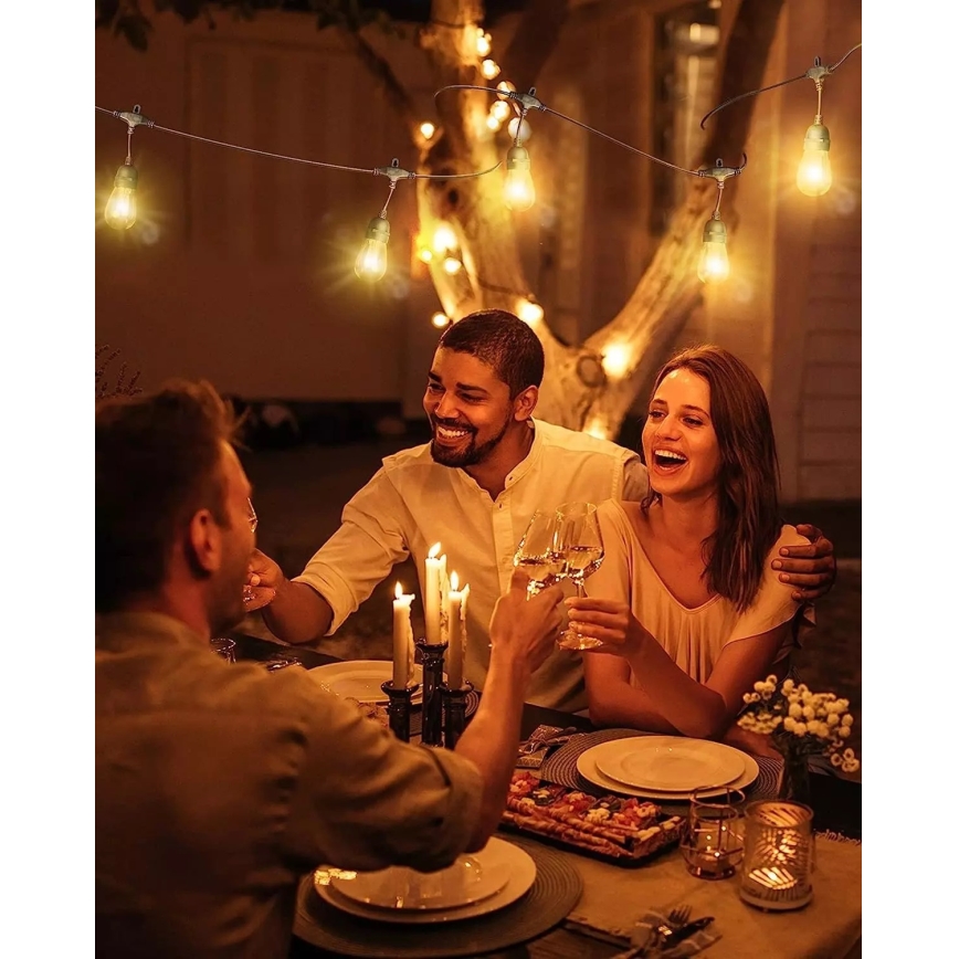 LED Διακοσμητικά λαμπάκια εξωτερικού χώρου BAJA ST64 20xE27/1W/230V 20,9m IP44 θερμό λευκό