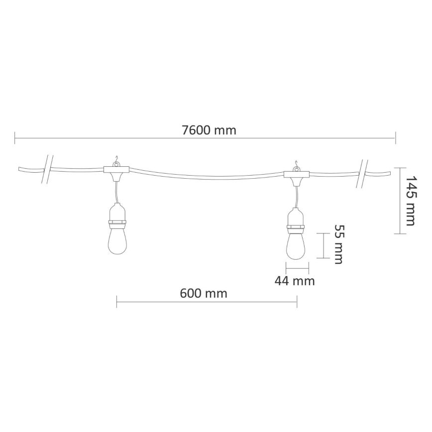 LED Διακοσμητικά λαμπάκια εξωτερικού χώρου PARTY NEON 7,6 m 10xE27/0,6W/36V IP44