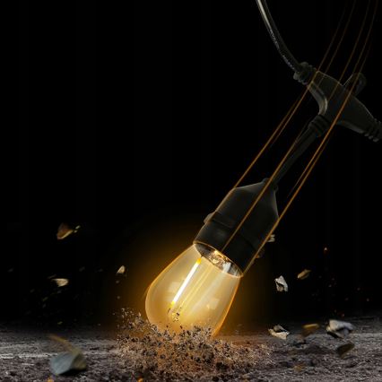 LED διακοσμητική αλυσίδα για εξωτερικούς χώρους 10xE27/1W/230V 10,94 m IP44 μαύρο