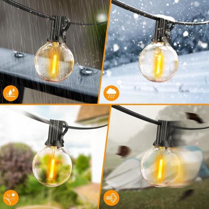 LED διακοσμητική γιρλάντα εξωτερικού χώρου 20xE12/1W/230V, 20 m, IP65, μαύρη