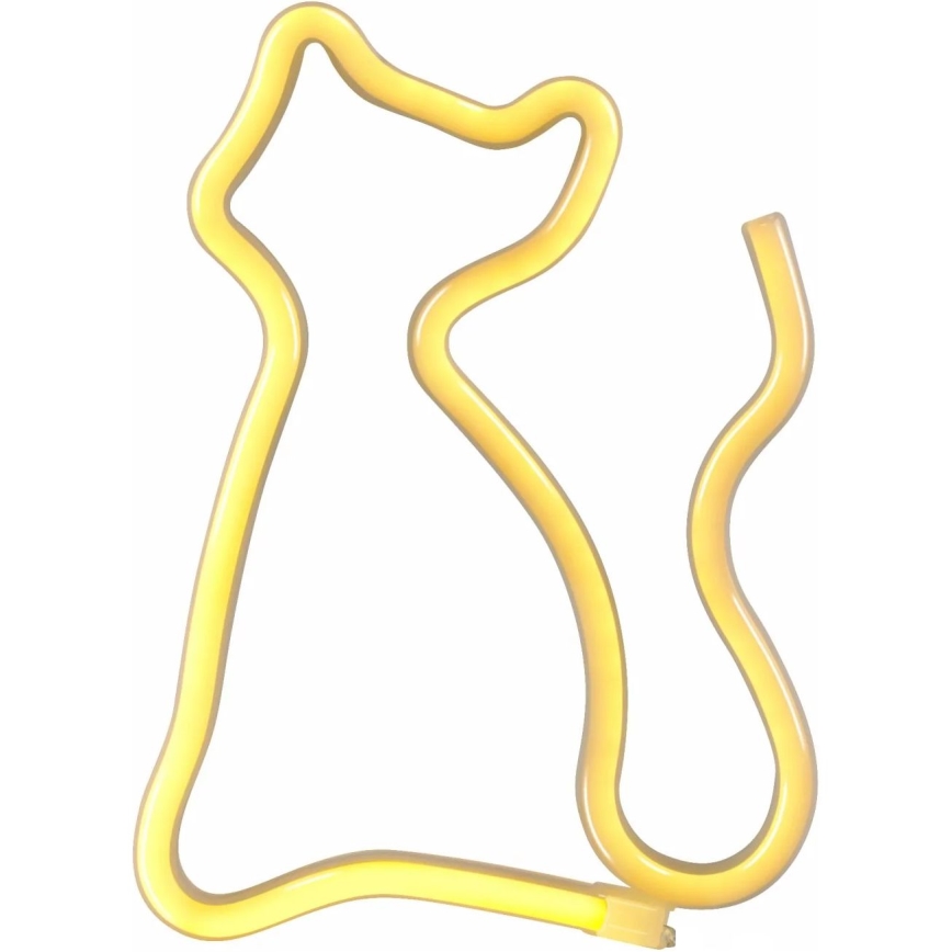 LED Διακοσμητικό φωτιστικό τοίχου Neon CAT LED/3W/3xAA USB κίτρινο