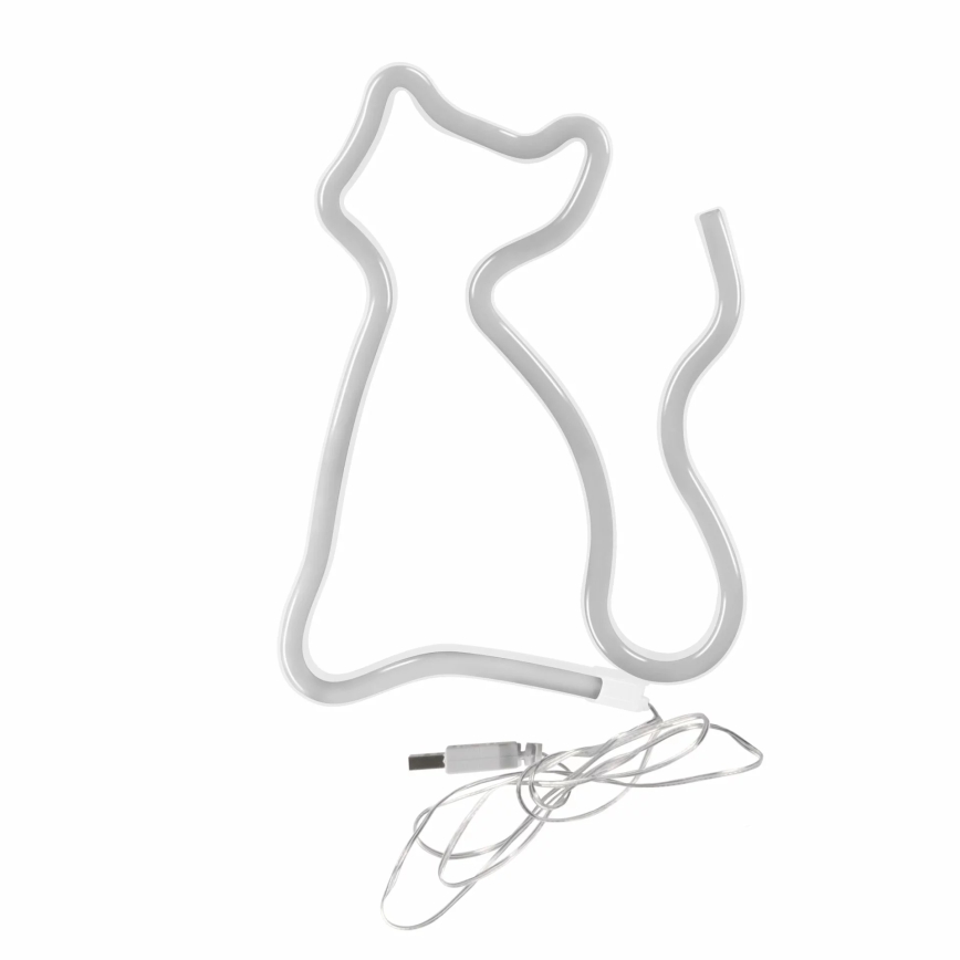 LED Διακοσμητικό φωτιστικό τοίχου Neon CAT LED/3W/3xAA USB κίτρινο