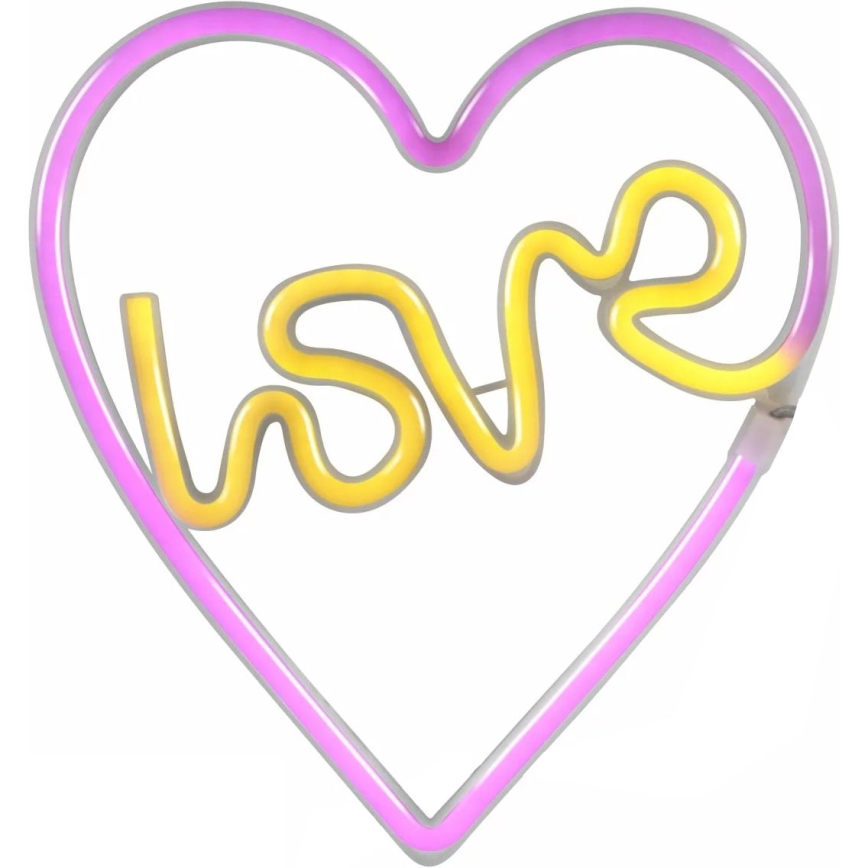 LED Διακοσμητικό φωτιστικό τοίχου Neon LOVE LED/3W/3xAA USB ροζ