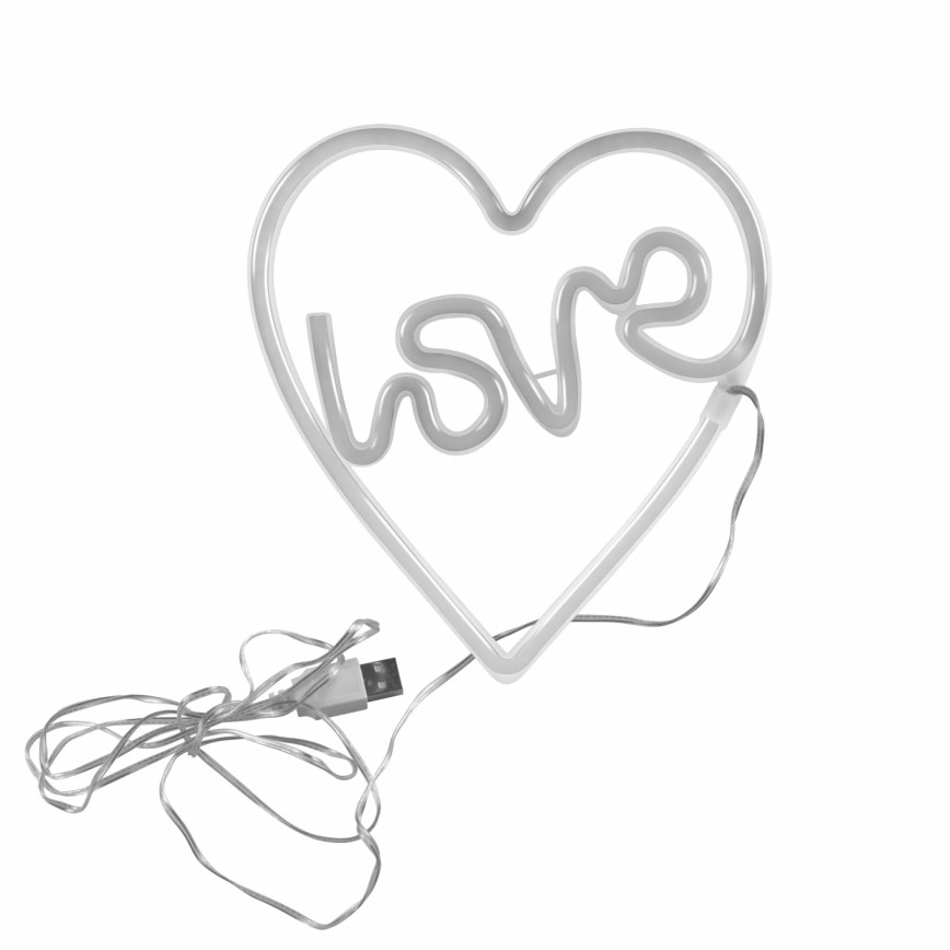 LED Διακοσμητικό φωτιστικό τοίχου Neon LOVE LED/3W/3xAA USB ροζ