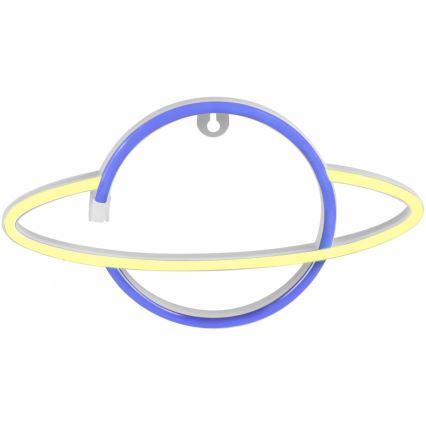 LED Διακοσμητικό φωτιστικό τοίχου Neon PLANET LED/3W/3xAA USB μπλε/κίτρινο