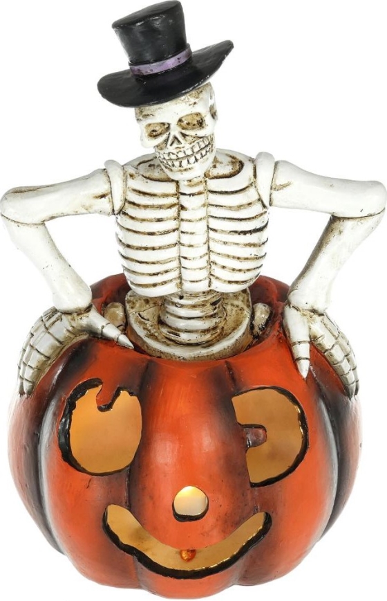 LED Διακόσμηση HALLOWEEN LED/2xLR44/θερμό λευκό skeleton in a pumpkin resin