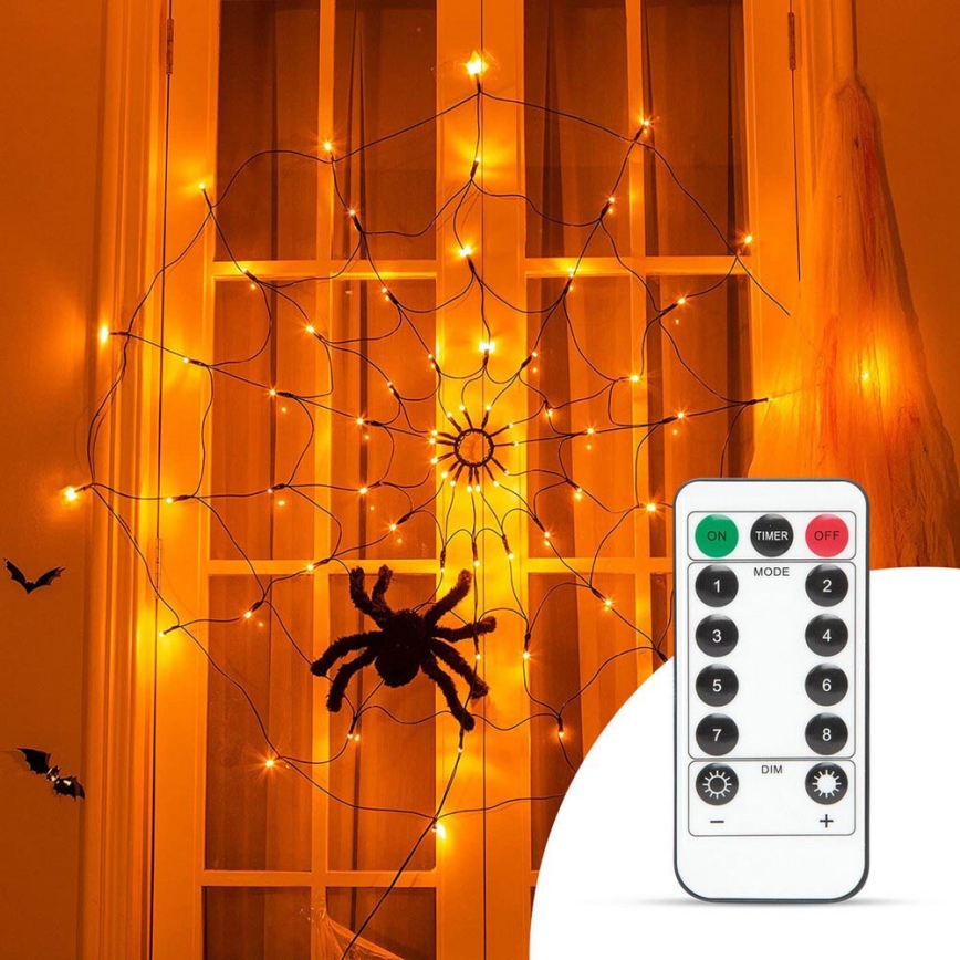 LED Διακοσμητικά λαμπάκια HALLOWEEN LED/5V/8 λειτουργίες ιστός αράχνης + τηλεχειριστήριο