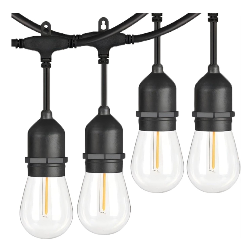 LED Διακοσμητικά λαμπάκια εξωτερικού χώρου 15xE27/1W/230V 15 m IP65 μαύρο
