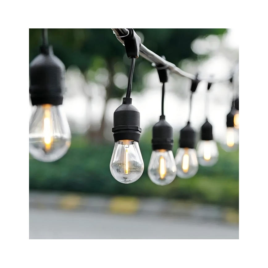 LED Διακοσμητικά λαμπάκια εξωτερικού χώρου 20xE27/1W/230V 10 m IP65 μαύρο