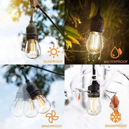 LED Διακοσμητικά λαμπάκια εξωτερικού χώρου 20xE27/1W/230V 10 m IP65 μαύρο