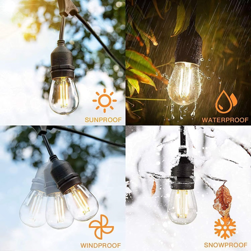 LED Διακοσμητικά λαμπάκια εξωτερικού χώρου 20xE27/1W/230V 10 m IP65 μαύρο