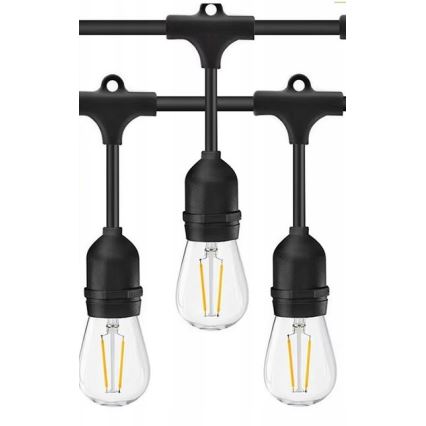 LED Διακοσμητικά λαμπάκια εξωτερικού χώρου 20xE27/1W/230V 10 m IP65 μαύρο