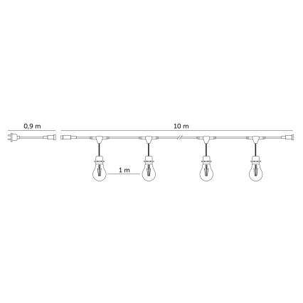LED Διακοσμητικά λαμπάκια εξωτερικού χώρου BAJA ST64 10xE27/1W/230V 10,9m IP44 θερμό λευκό