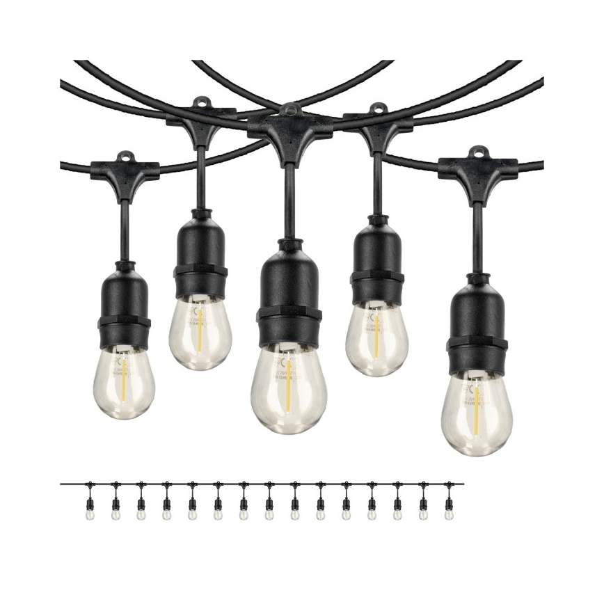 LED Διακοσμητικά λαμπάκια εξωτερικού χώρου BAJA ST64 15xE27/1W/230V 15,9m IP44 θερμό λευκό