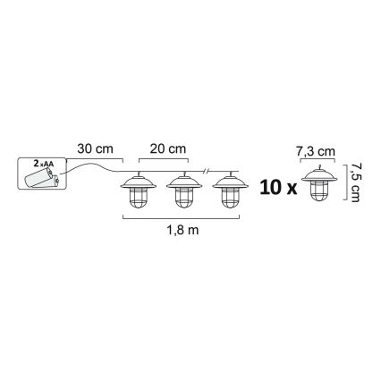 LED Διακοσμητικό φωτιστικό εξωτερικού χώρου LOFT 10xLED/2xAA