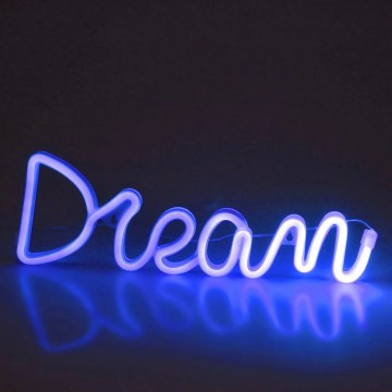 LED Διακοσμητικό φωτιστικό τοίχου Neon DREAM LED/3W/3xAA USB μπλε