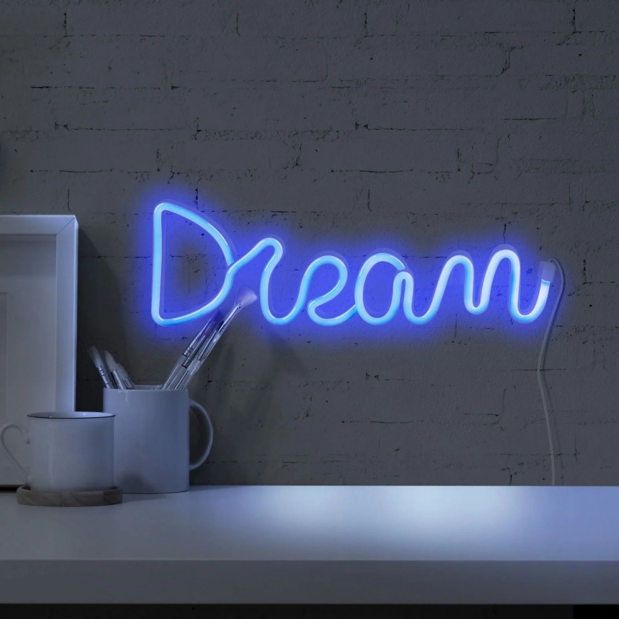 LED Διακοσμητικό φωτιστικό τοίχου Neon DREAM LED/3W/3xAA USB μπλε