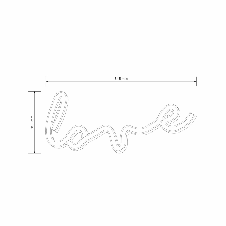 LED Διακοσμητικό φωτιστικό τοίχου Neon LOVE LED/3W/3xAA USB κόκκινο