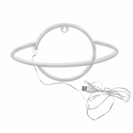 LED Διακοσμητικό φωτιστικό τοίχου Neon PLANET LED/3W/3xAA USB μπλε/κίτρινο
