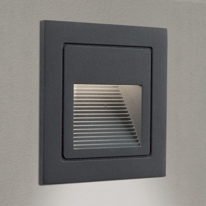 LED Εντοιχιζόμενο φωτιστικό LORO LED/2W/230V IP65 ανθρακί