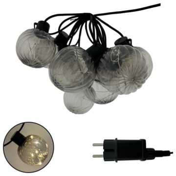 LED εξωτερική διακοσμητική γιρλάντα 10xLED/0,15W/230V 6,8 m IP44 μαύρη/καπνιστή