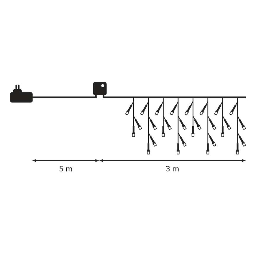 LED Εξωτερικά Χριστουγεννιάτικα λαμπάκια CHAIN 180xLED/8 λειτουργίες 8m IP44 ψυχρό λευκό