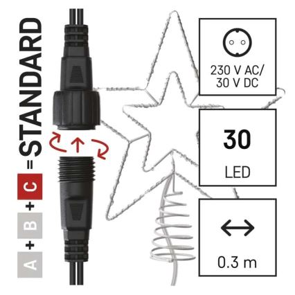 LED Εξωτερική Χριστουγεννιάτικη Διακόσμηση 30xLED/4W/30V IP44 ψυχρό λευκό