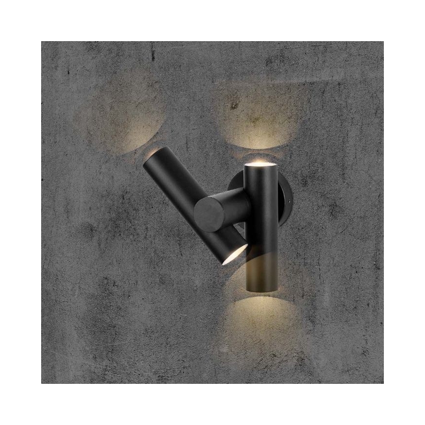 Εξωτερικό ευέλικτο επιτοίχιο φωτιστικό LED 2xLED/3W/230V 3000K IP44 μαύρο